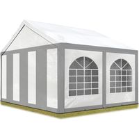 Excellent Marquee 3x4 m with strong PE 450 N tarpaulin Party Tent with fully galvanised & bolted steelframe grey white - 1