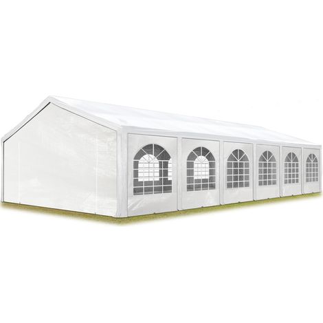 Excellent Marquee 6x12 m with strong PE 450 N tarpaulin Party Tent with fully galvanised & bolted steelframe white - 1
