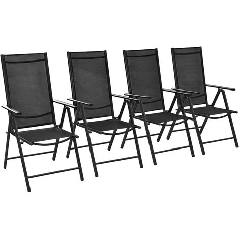Folding Chairs 4 pcs Aluminium and Textilene Black vidaXL - 1