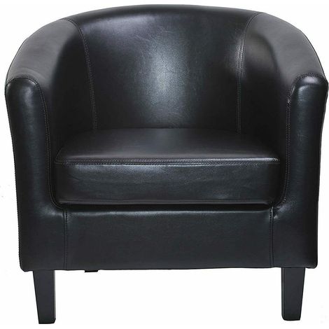 Faux Leather Tub Chair Armchair club Chair Dining Living Room & Cafe BLACK